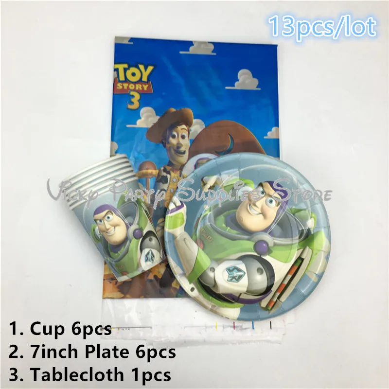 13 шт./лот набор одноразовых столовых приборов Buzz Lightyear тема День рождения ребенка