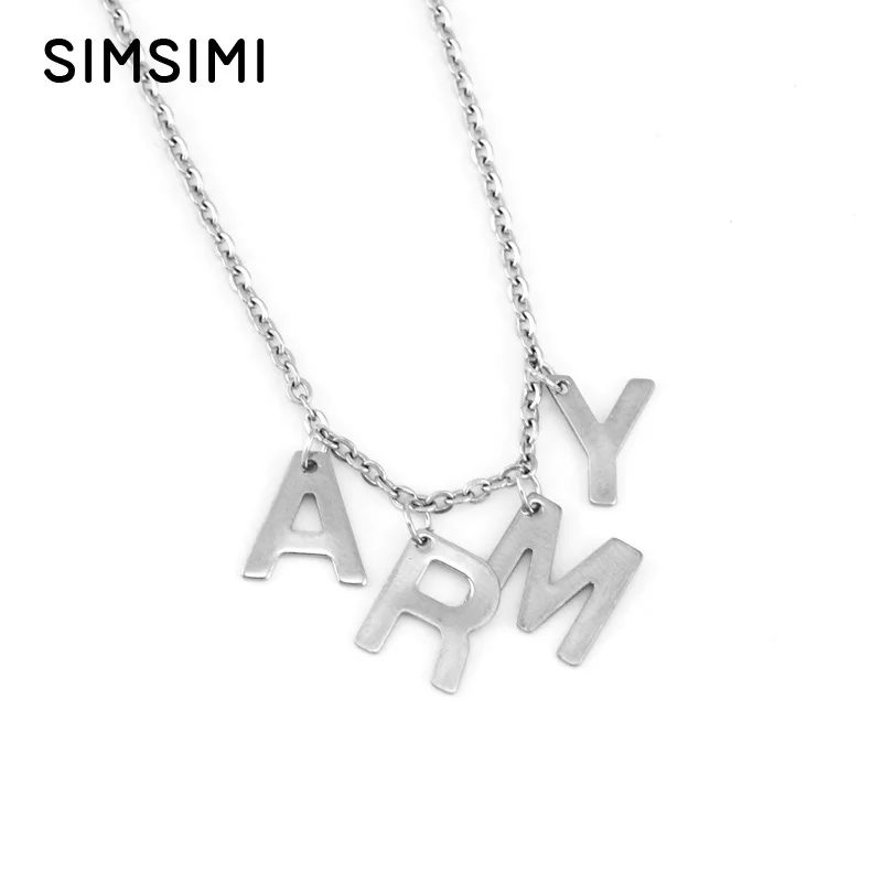 Simsimi ARMY A.R.M.Y кулон ожерелье и браслет из цельной нержавеющей стали ювелирные