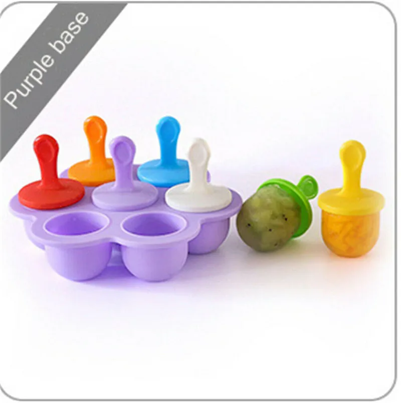 Purple Brand New 7 Packs Ice Pop Popsicle Mold Maker Summer Ice Cream Makers Frozen Dessert Treats DIY Moulds - Color: Purple