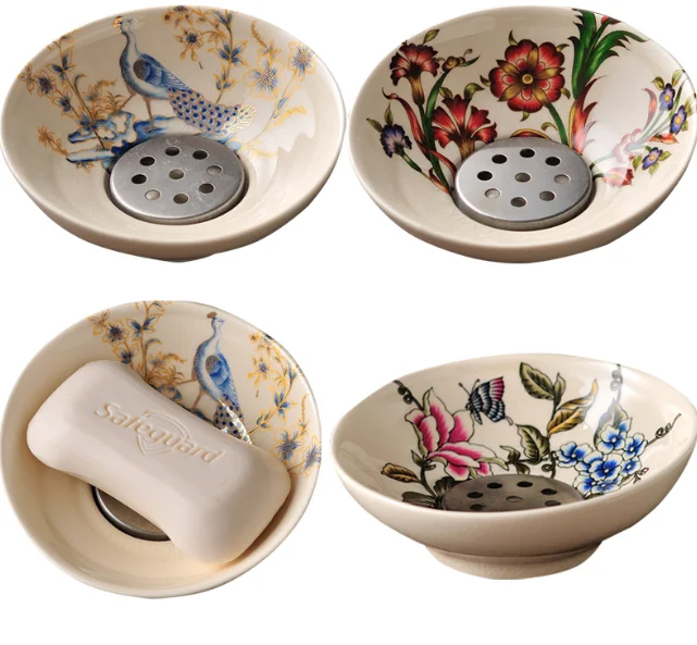 

Высококачественные круглые мыльницы в европейском стиле, домашнее, гостиничное, туалетное, домашнее украшение, практичный двухслойный дер...