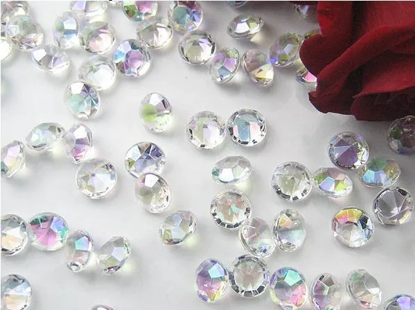

Free Shipping ! 1000 pcs / lot 10mm Acrylic AB color Crystal Dimond ConfettiTable Scatter confetti Wedding Party Decoration