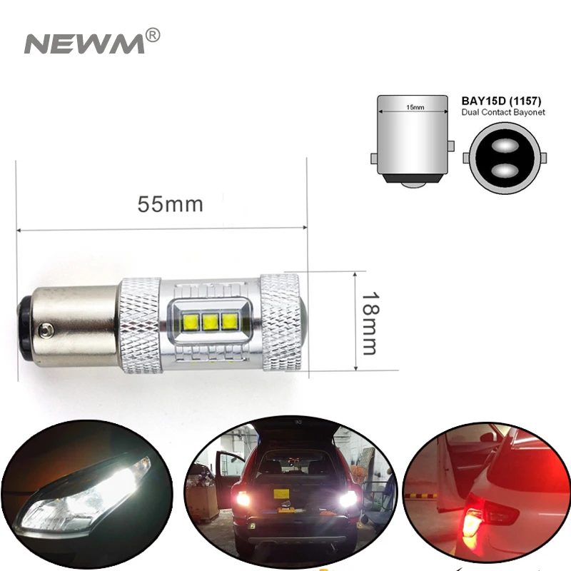 2x30 Вт 50 80 S25 1157 BAY15D Cree чип светодиодные лампы P21/5 автомобильная лампа заднего хода