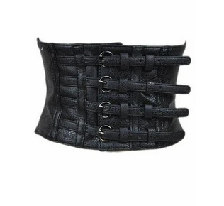 Ремень из искусственной кожи Женский Модный Черный винтажный корсет с поясом на