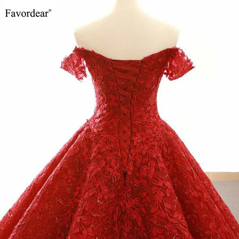 Favordear 2019 Sweetheart Off The Shoulder Ball Gown Evening Dress Vestidos De Noche Pleated Luxurious Formal Dress Prom Dress