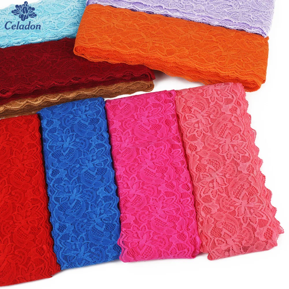 5 Yards/lot 18 Colors Elastic Lace Ribbon Trim Fabric 8cm width For DIY Garment Accessories Sewing Wedding Decoration | Дом и сад