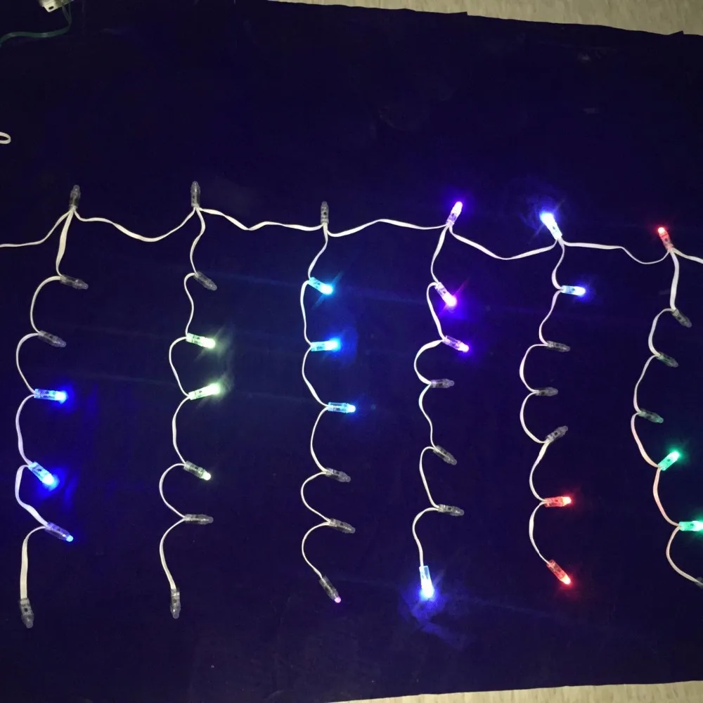 Адресуемые 7 узлов * 10 капель LE RGB полный цвет Icicles string DC12V WS2811 контролируется
