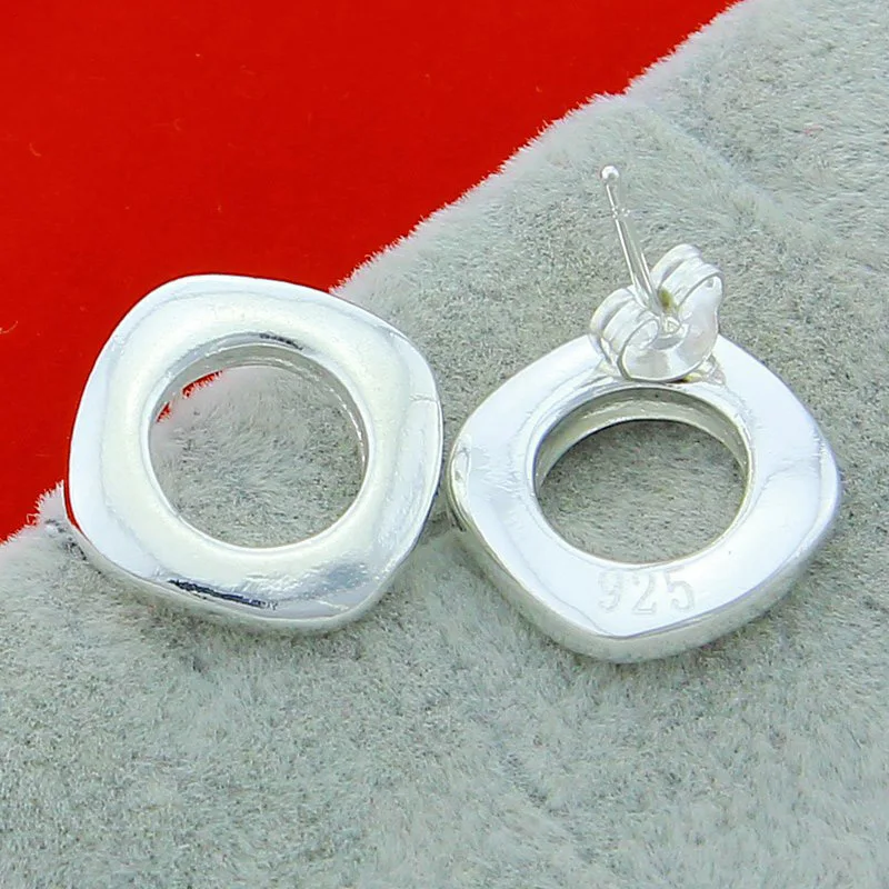 

High Quality 925 Silver Jewelry Fashion Square Stud Earrings For Women Luxury Jewelry Gift