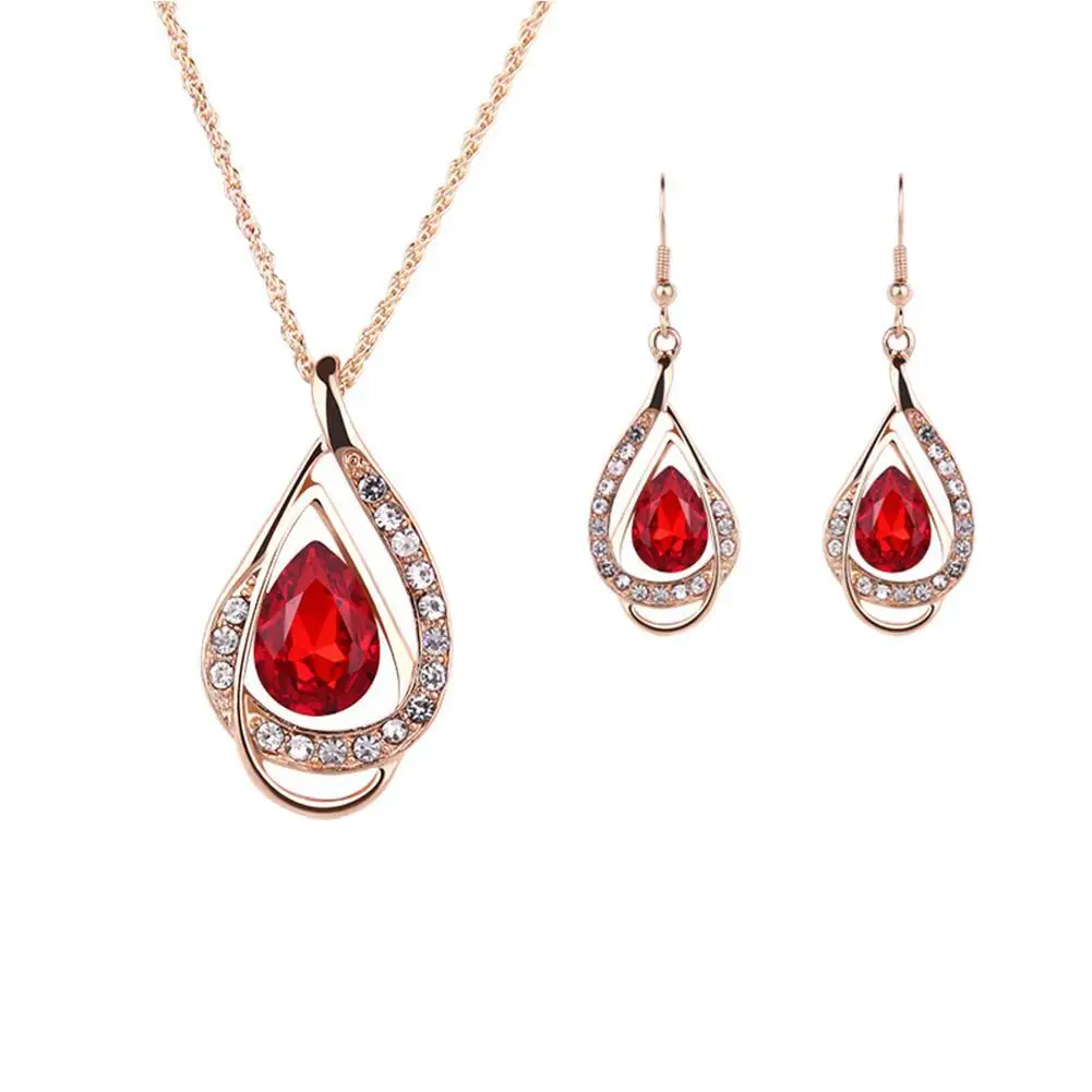 Новые роскошные комплекты одежды Vrouwen из 2 предметов Sieraden Goud Zilver Ketting Oorbellen Crystal voor