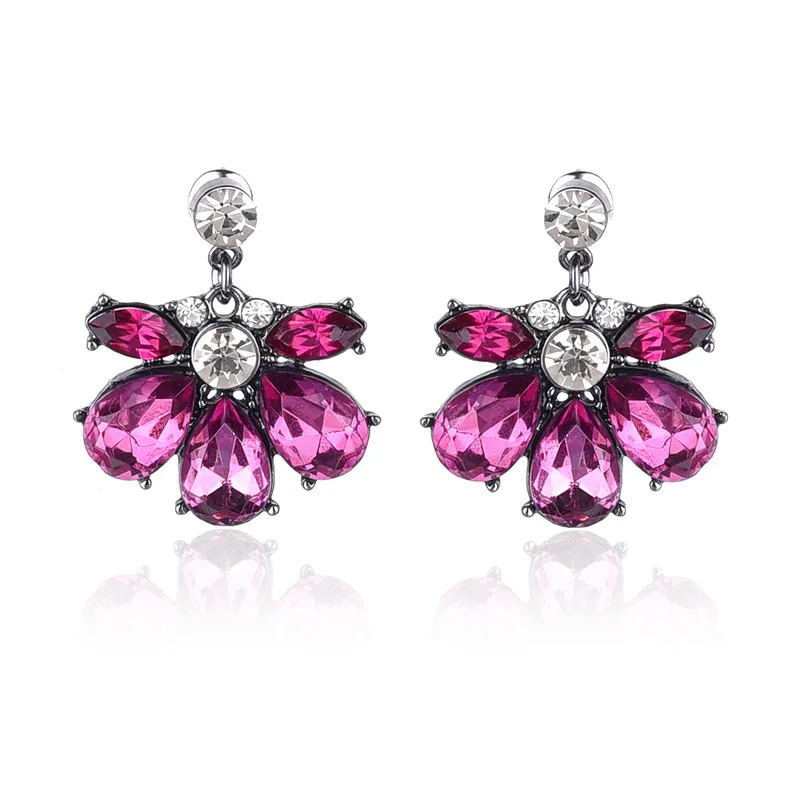 LUBOV Gorgeous Acrylic Crystal Stone Flower Petals Drop Earrings Fashion Rhinestone Stud Piercing Women Jewelry Gift | Украшения и