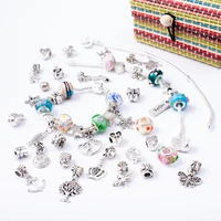 4 in 1 charm bracelet making kit diy craft european bead silver plated snake chain jewelry gift set for girls teens