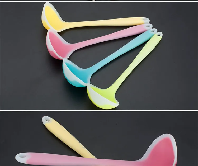 Полупрозрачная антипригарная силиконовая ложка термостойкая с ручкой для