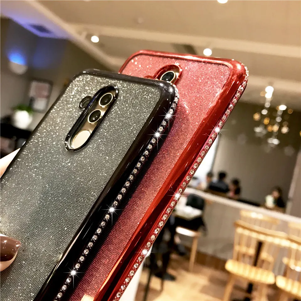 Чехол со стразами и блестками для Huawei Mate 20 Pro P30 Lite P20 Nova 4 3 Honor 8X Samsung A70 A50 A40 A30 A10 M20 M10|