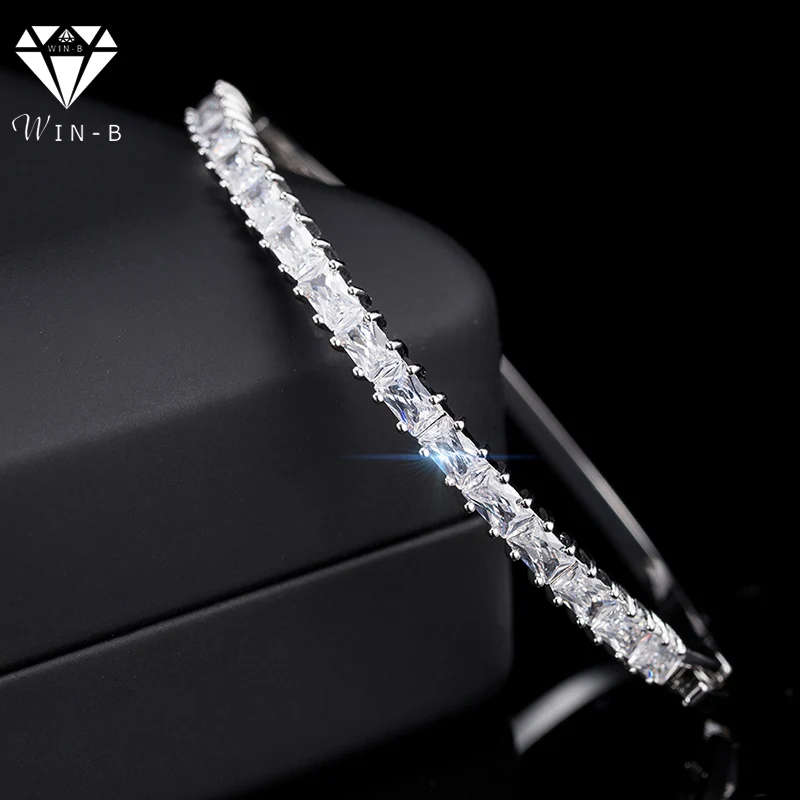 WIN-B AAA кристалл кубического циркония теннисный браслет Pulseras Mujer талисманы для женщин белое золото манжеты ювелирные изделия свадебный подарок