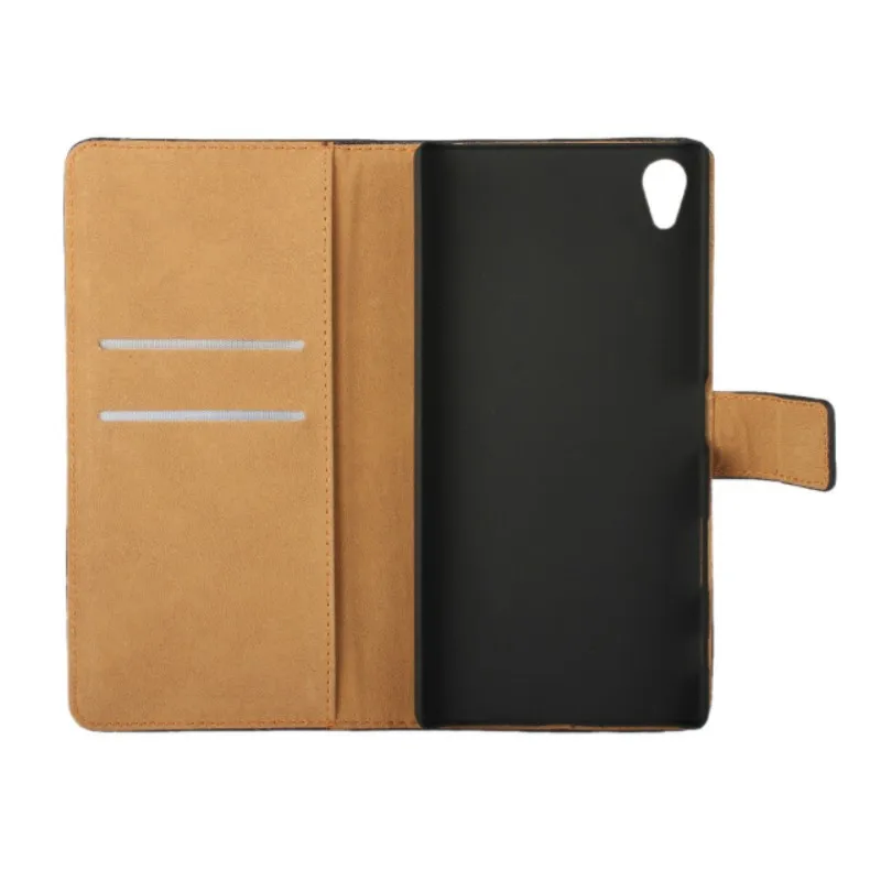 

Black High Quality Genuine Leather Wallet Cover Phone Case For Sony Xperia Z5 Premium E6853 with Book Style and Card Holder