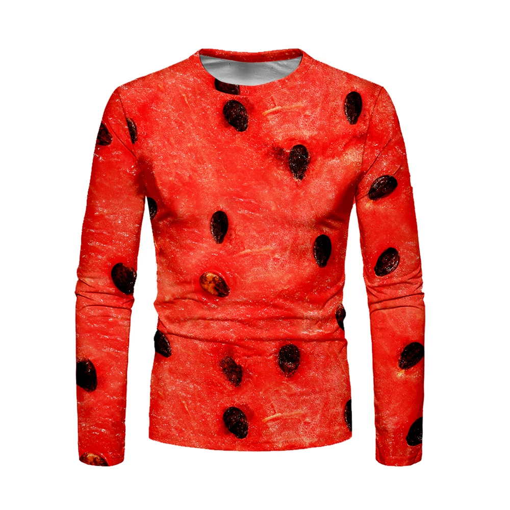 Fruit Long Sleeve T shirt Streetwear Cosplay Multi-color Vegetation 3D t-shirt Men Spring Autumn Harajuku Unique Home | Мужская одежда