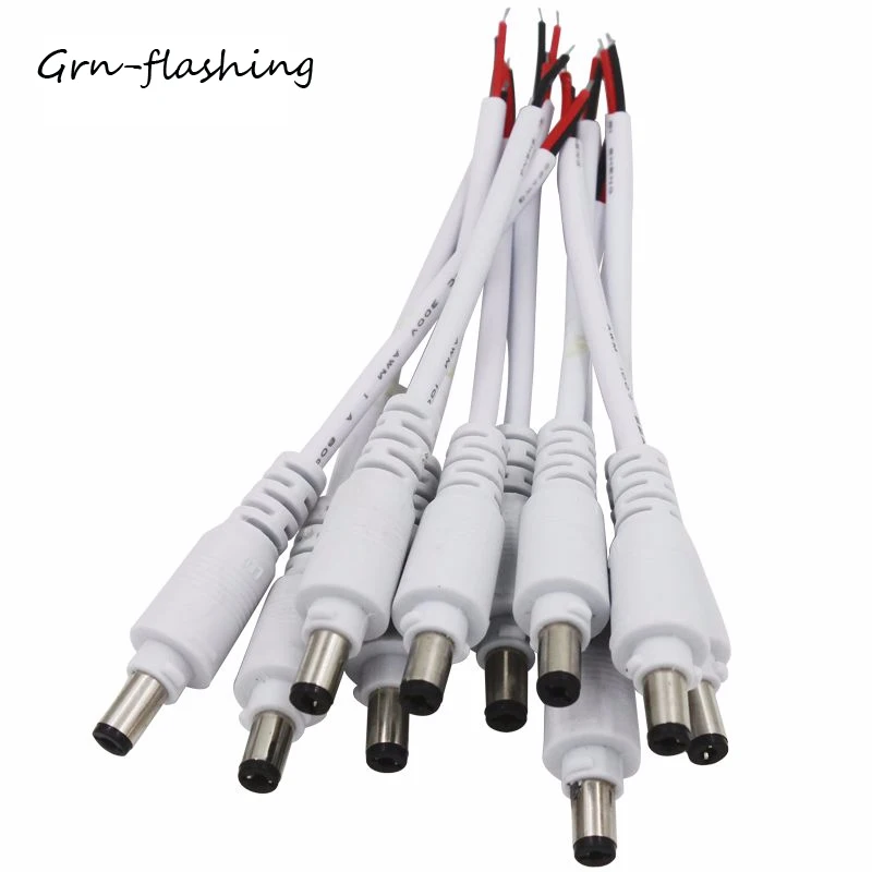 GRN-FLASHING 5.5x2.1mm DC Male Power Jack Connector Adapter Wire Cable For 5050 3528 led strip CCTV IP camera | Обустройство дома