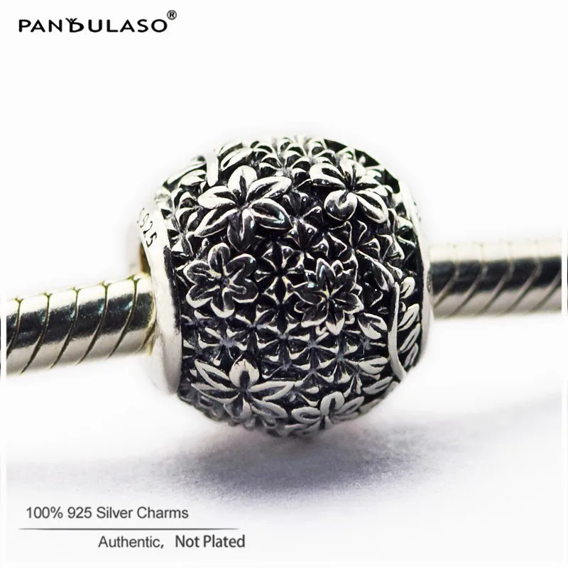 100% 925 стерлингового серебра Медовое цветок и сад с подвесками в виде бус