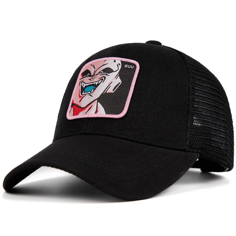 Majin Buu сетчатая Кепка Dragon Ball Snapback хлопковая бейсбольная кепка для мужчин и женщин хип-хоп кепка для дальнобойщика, летняя кепка, Прямая поставка - Цвет: Черный