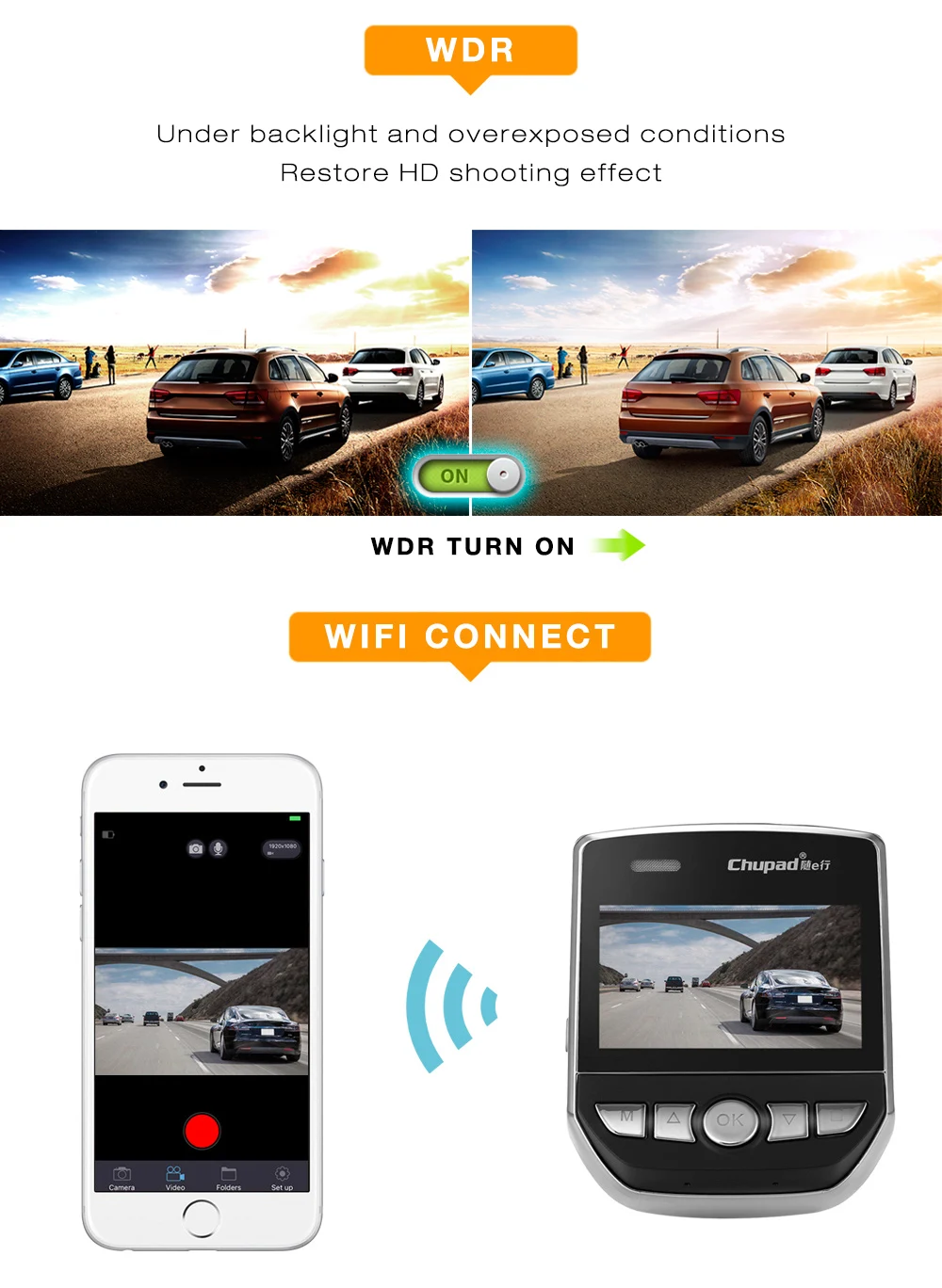 Chupad D 501 WiFi Видеорегистраторы для автомобилей nocatek HD1080P 150 170 градусов камкордер
