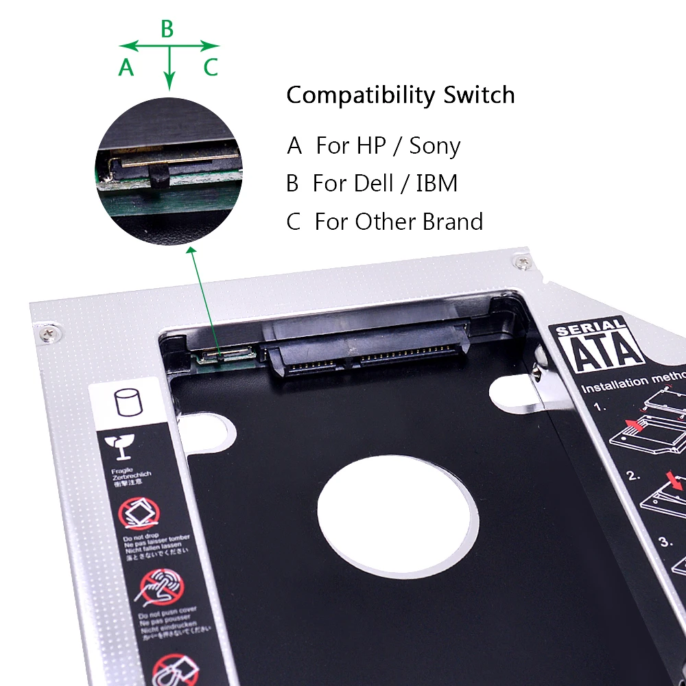 CHIPAL 2nd HDD Caddy 12 7 мм Универсальный Алюминий для 2 5 &quot12 9 SSD корпус + двойной