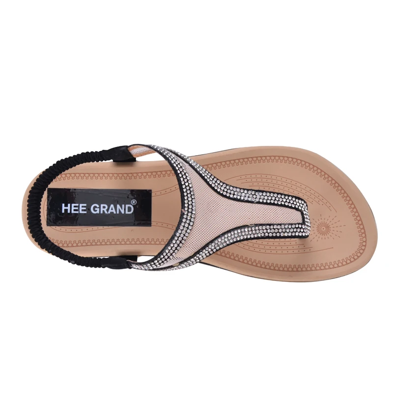 HEE GRAND/шлепанцы с кристаллами коллекция 2017 года сетчатые сандалии на плоской