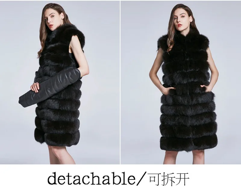 

(TopFurMall) Luxury New Women's Genuine Fox Fur Coat Jacket Leather Down Sleeve Lady Winter Women Fur Outerwear Coats LF5102