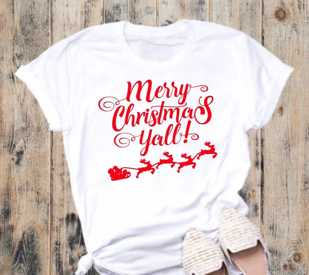 

Merry Christmas Ya'll Shirt Women Santa claus reindeer graphic unisex cotton casual harajuku t-shirt girl gift party tumblr tees