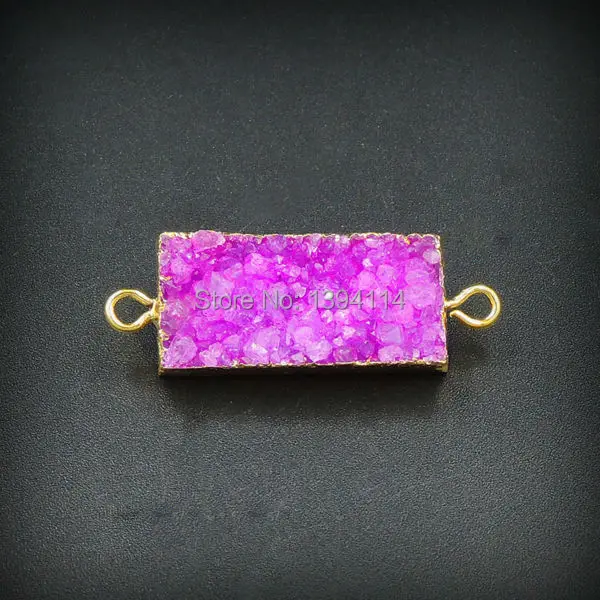 Хрусталь смешанного цвета из друзы прямоугольная разъемы 24K золото обшивки