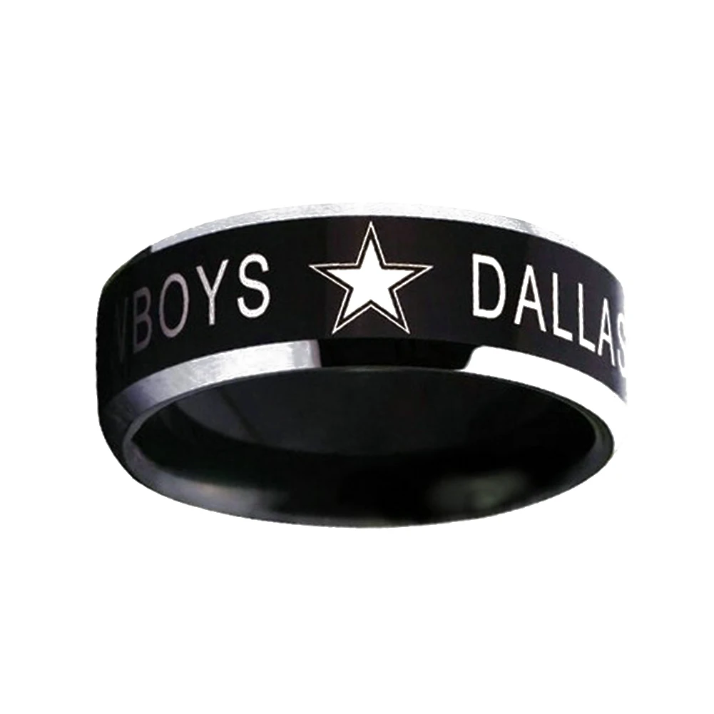 Полированные конические кольца из вольфрама свободное кольцо Dallas Cowboys шаблон