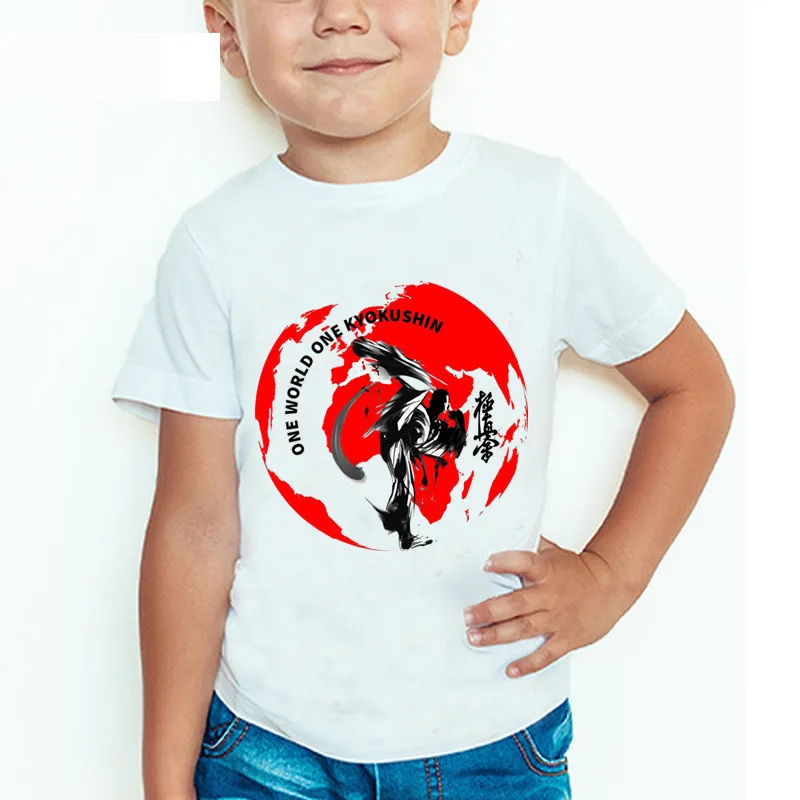 Для детей возрастом от 2 до 14 лет Детская футболка с принтом каратэ Kyokushin летние