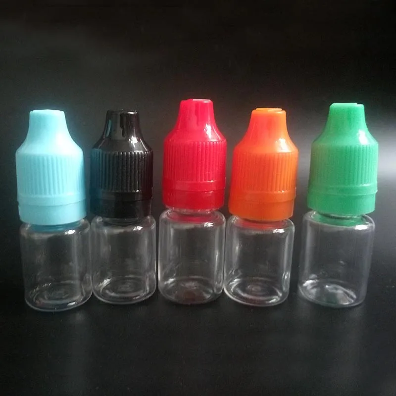 

5ml plastic empty dropper oil bottles PET Clear E Liquid Tamper Evident Childproof Cap for E cigarette