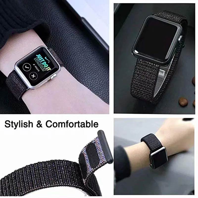Нейлоновый спортивный бесшовный ремешок Ремешки для наручных часов Apple Watch 5 Группа 44 мм, 42 мм, 40 мм 38 м Ремешок для наручных часов Iwatch серии 5/4/3/2/1 ремешок для часов