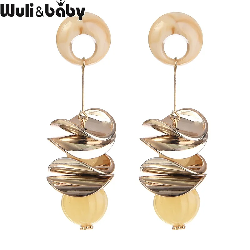 Серьги капли Wuli & baby с большим цветком для женщин яркие серьги зеленого кремового