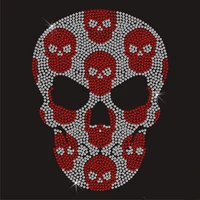 2pclot skull sticker hot fix rhinestone transfer motifs iron on crystal transfers design applique patches for shirt