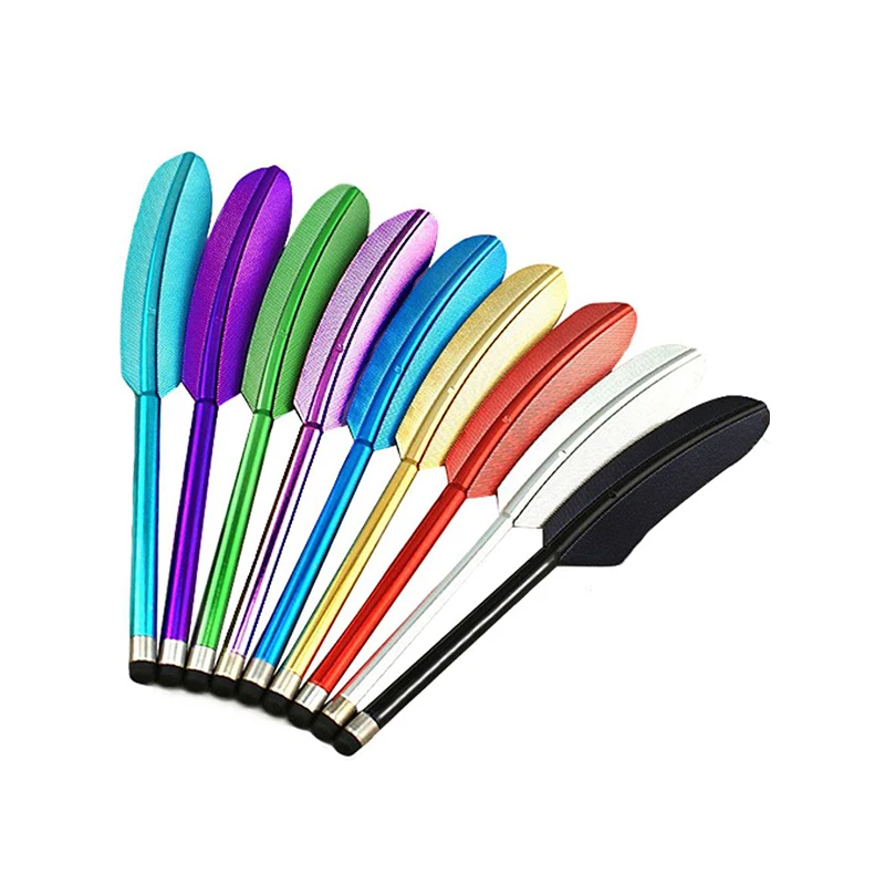 500pcs/lot New Design Feather Capacitive Touch Screen Pen Stylus For iPhone Stylus Pen for tabtle for samsung huawei colorful