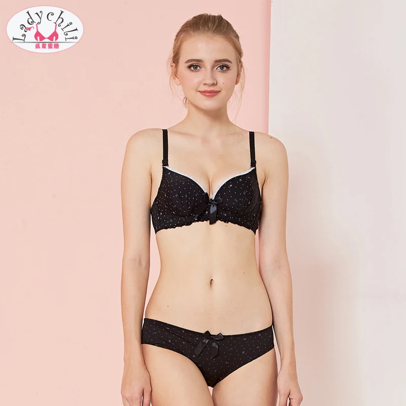 Женское нижнее белье в горошек с цветочным принтом|bra and brief|lolita bralingerie lolita |