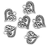 20pcslot lovely zinc alloy hollow heart charms pendant for women men necklace bracelet diy jewelry making supplies accessories