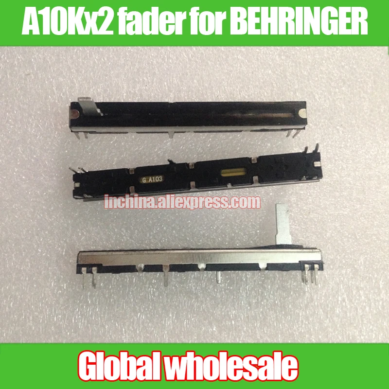Прямой потенциометр слайда A10Kx2 A103 2 шт. для BEHRINGER 2004 микшер/75 мм фейдер A10K Длина