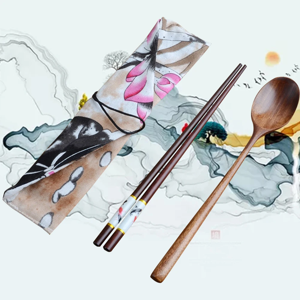 Наружные натуральные палочки для еды дорожная посуда набор ложка прочная едят