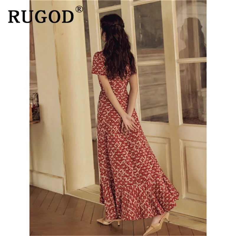 Женское винтажное Макси-платье RUGOD элегантное платье с оборками и коротким