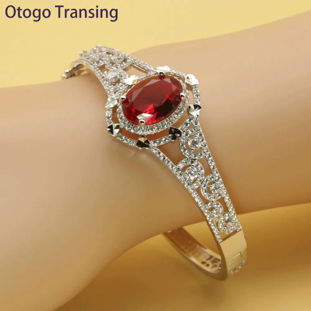 Otogo Transing 2019 набор ювелирных изделий с круглым красным кубическим цирконием
