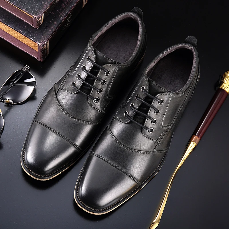 Мужские деловые туфли из натуральной коровьей кожи классические дизайнерские