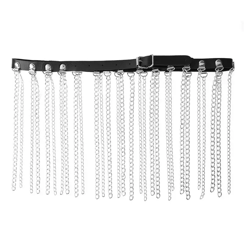 Женский модный пояс цепь TiaoBug регулируемый из искусственной кожи в стиле панк с