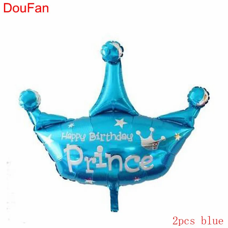 2 шт с днем рождения Принцесса Корона воздушный шар голубой принц розовый