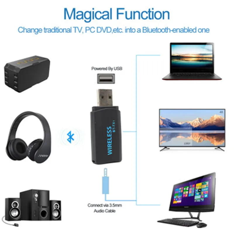TX1 Bluetooth передатчик портативный стерео аудио 4 2 беспроводной USB адаптер для ПК