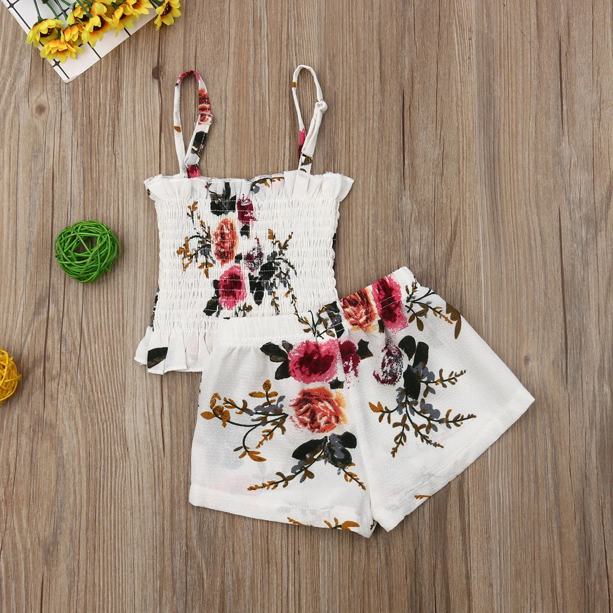 Комплекты одежды для маленьких девочек жилет без рукавов с цветочным принтом