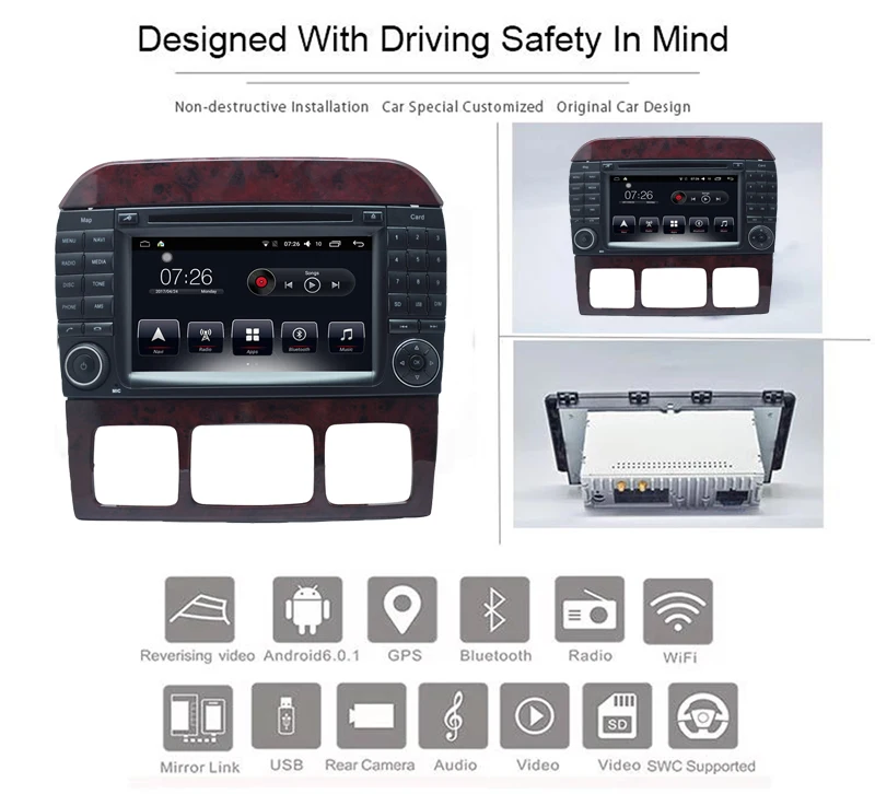 Android 2Din 7inch DVD Car Audio Navigation System For Benz S W220 (1999-2006) CL-W215(1998-2005) With Multimedia Playe | Автомобили и