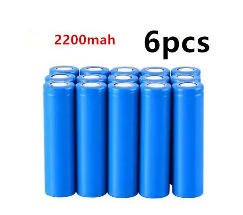 Icr18650 литиевая батарея 2200 mah 3,7 v литий-ионная аккумуляторная батарея pkcell 18650 batteria плоские батареи без защиты - Цвет: 6pcs