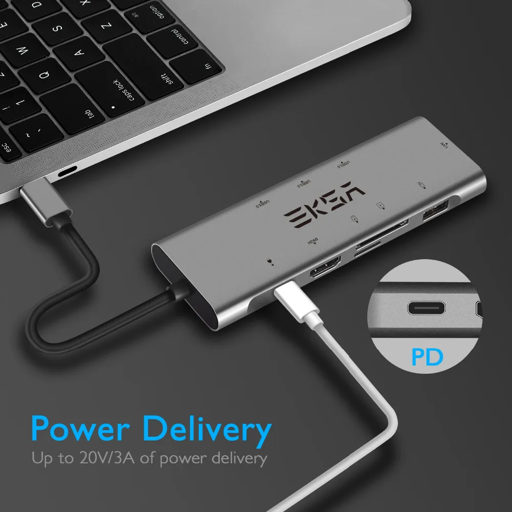 EKSA usb-хаб USB C к HDMI RJ45 Thunderbolt 3 адаптер для MacBook samsung Galaxy S9 S10 huawei mate 20 P20 Pro type 0
