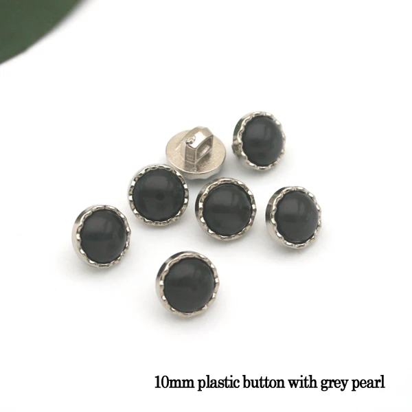 

300pcs/lot 10mm silver plastic sewing button with grey pearl shirt buttons dress buttons free shipping BT063